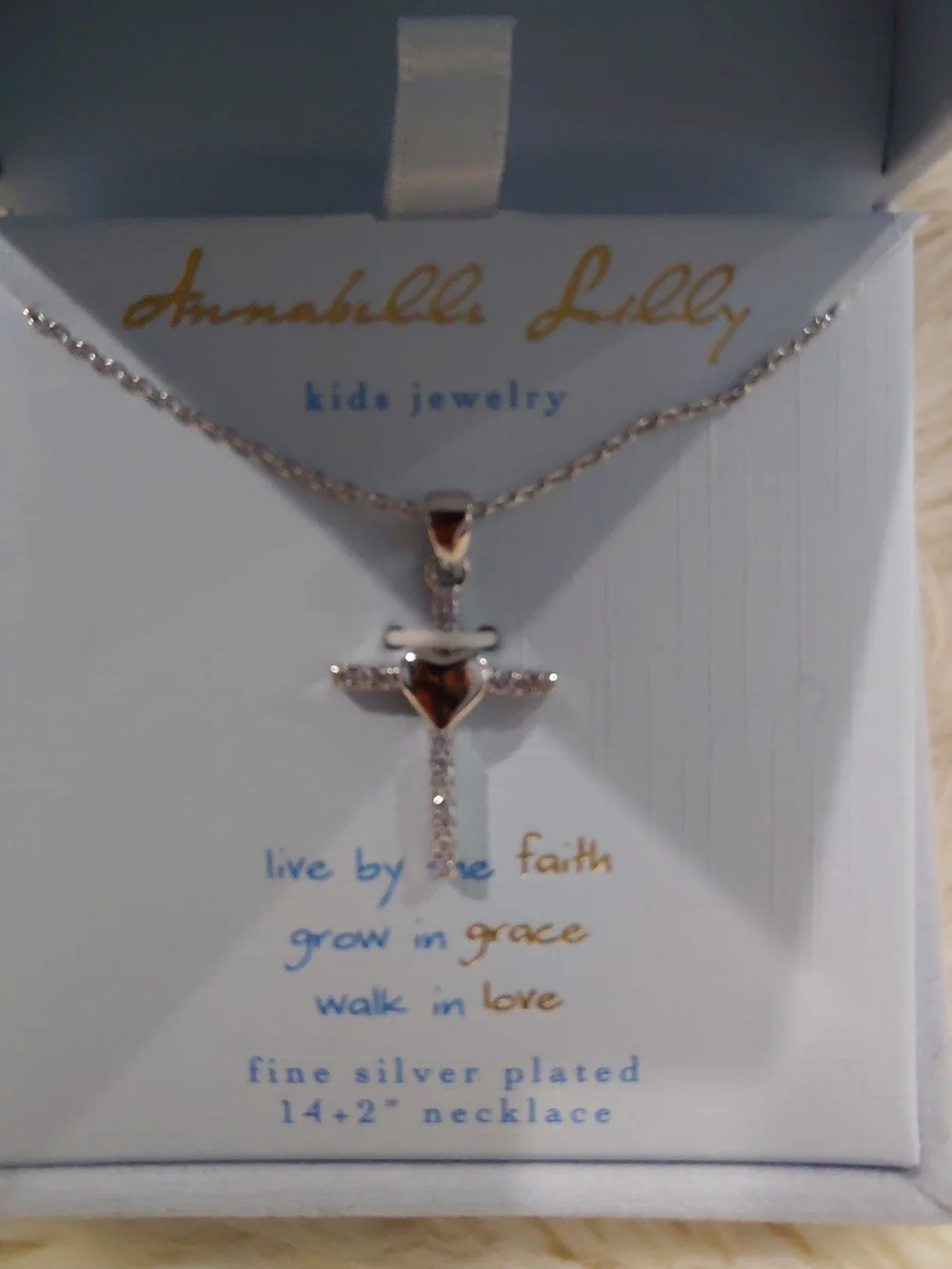 Annabelle Kids Silver-Plated Heart Cross Necklace - Silver